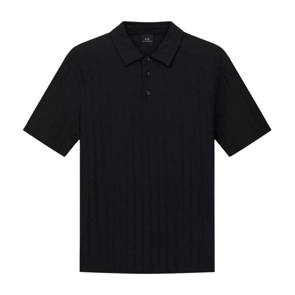 Armani Exchange Mens Geometric Collared Polo Shirt / Black